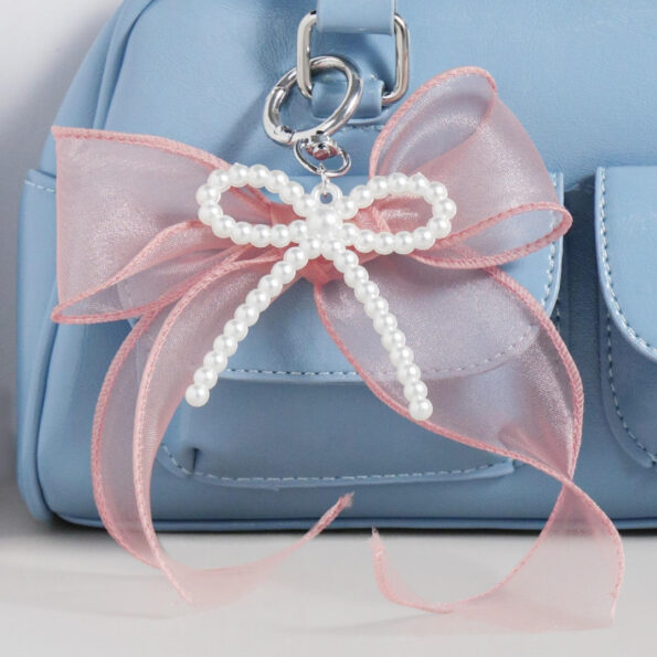 KAWAII Bow Keychain with Pearl Layering
