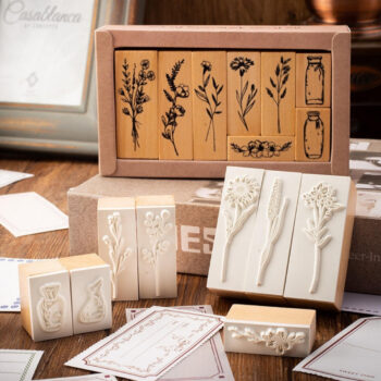 8PCS Vintage Wooden Stamp Set