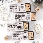 KAWAII 8PCS Wooden Stamp Set