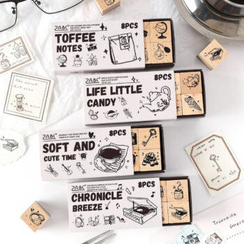 KAWAII 8PCS Wooden Stamp Set