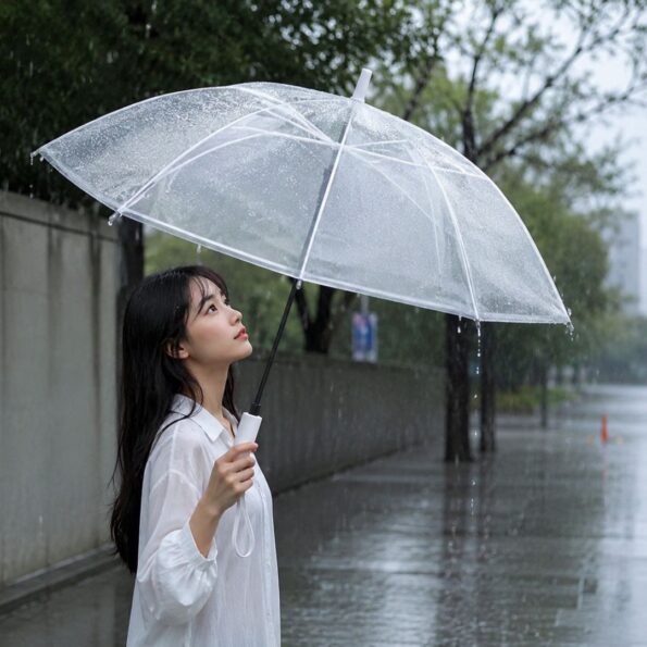 Plain Frosted Transparent Umbrella