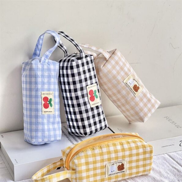 Plaid kawaii pencil bag
