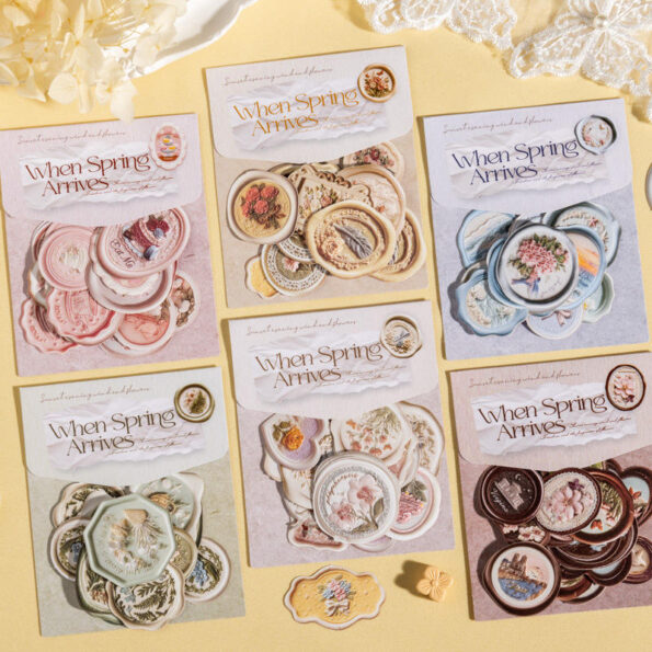 30 Sheets Spring Arrival Embossed Relief Sticker Pack