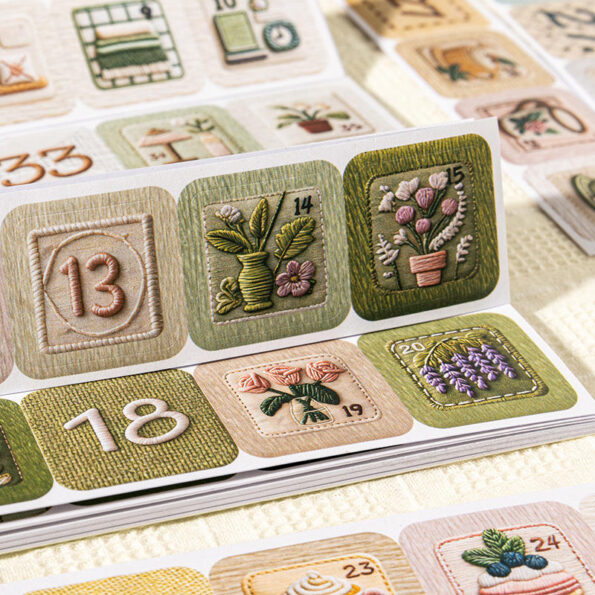 20PCS 50-Day Wish List Faux Embroidery Decorative Sticker Pack