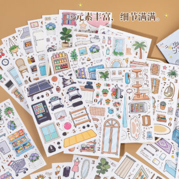 20 Sheets Cute Whimsical Scene Sticker Pack for Bullet Journals