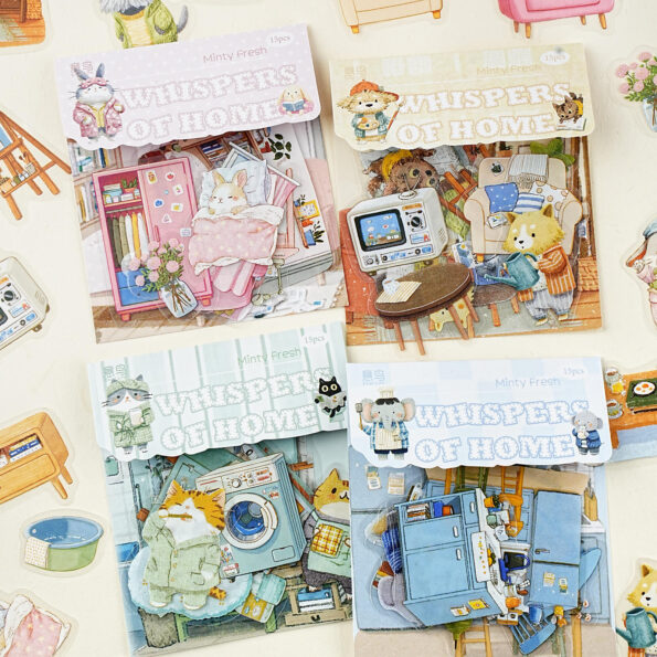 15 Sheets Whispers of Home Cute Cartoon PET Journal Stickers