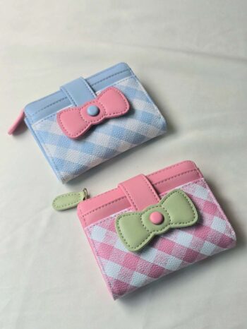 Plaid Theme Bifold Kawaii Bow Wallet