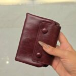Soft PU Leather Bifold Wallet with Magnetic Snap (Wallet- Soft Maroon)