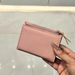 Soft Leather Trifold Front Chain Wallet (Wallet- 064 mauve)