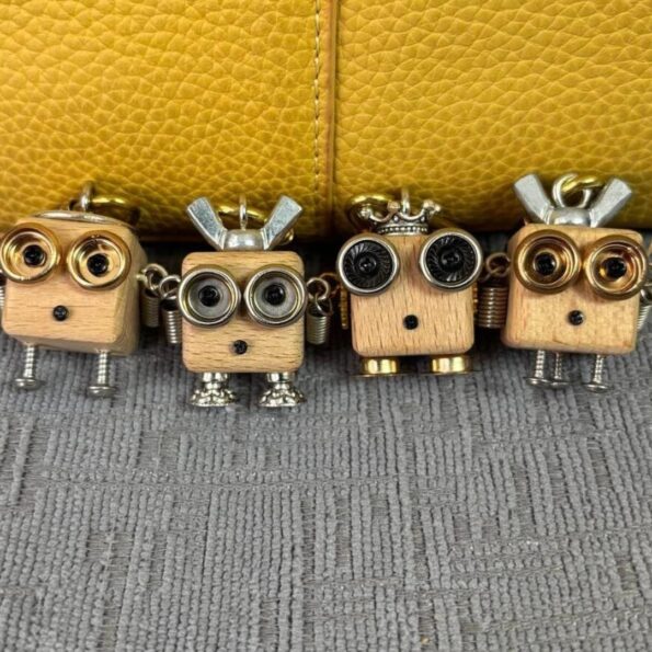 Wooden Aesthetic Robot Keychain