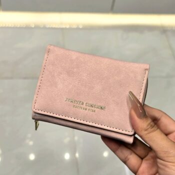 Embossed Design PU Leather Trifold Wallet with Back Chain ( Wallet- 083 Mauve)