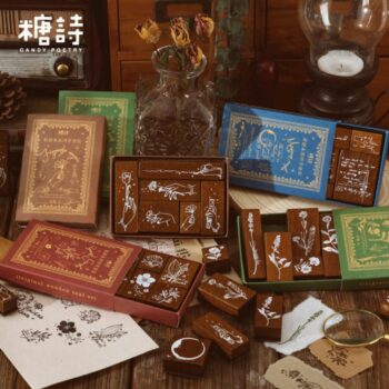 6-Piece Vintage Wooden Stamp Set