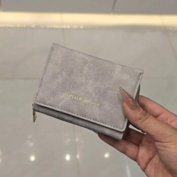 Embossed Design PU Leather Trifold Wallet with Back Chain ( Wallet- 083 Ash)