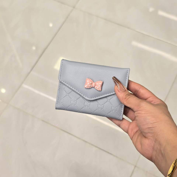 Bow Style Trifold Wallet( Wallet- 088 Blue)