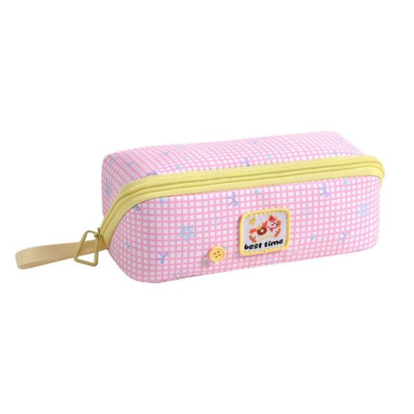 Kawaii plaid multi chamber pencil bag