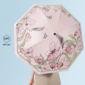 Floral foldable uv protected manual umbrella